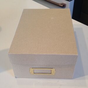 Hobby Lobby Tan Storage Box with Gold Label Holder